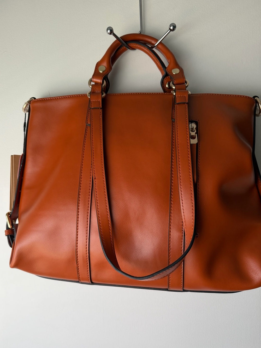 Kattee Genuine Leather Tote Bag in Cognac - Picture 3 of 7